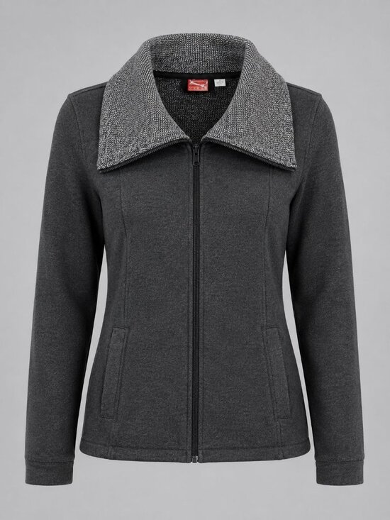 Puma Jackets & Blazers - Puma Womens XL Jacket Charcoal Gray Full Zip w Textured Collar Logo Sweatshirt